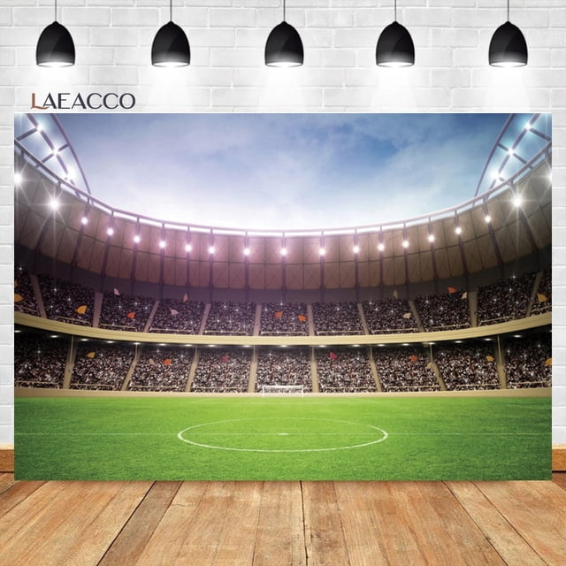 Spring Football Backgrounds Laeacco Birthday Photocall Football Field Grassland Lights Stadium ...