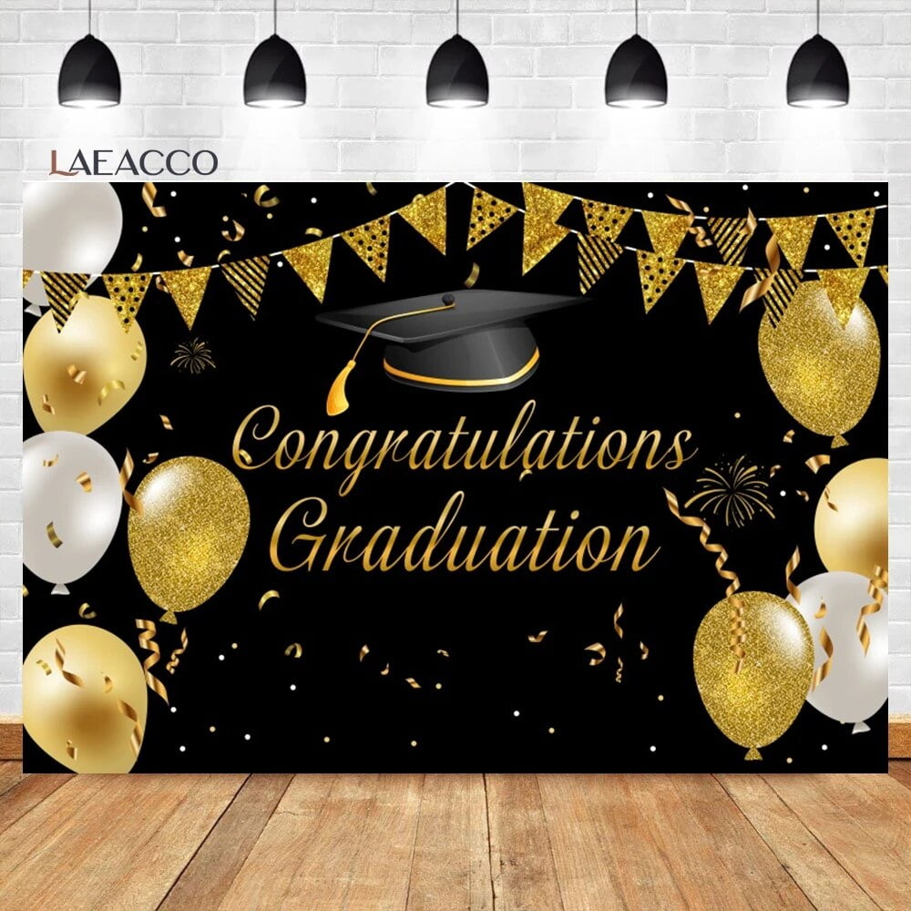 Laeacco Congrats Grad Class of 2024 Backdrop Graduation Academic Cap ...