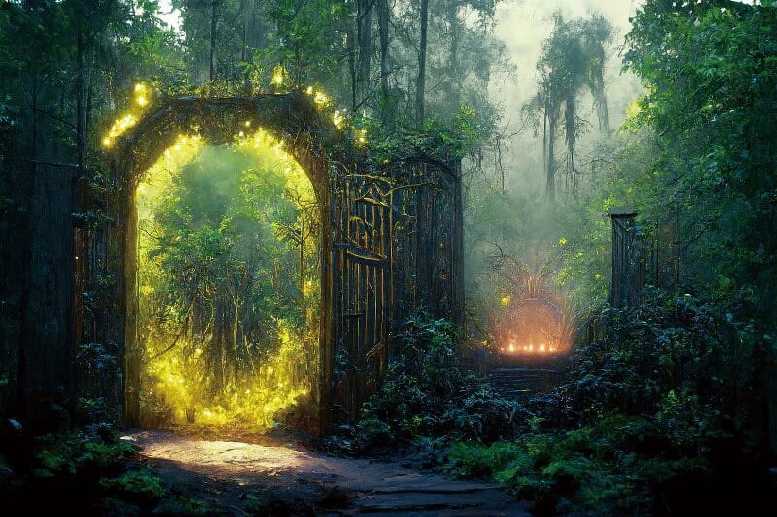 Laeacco Fairytale Scenery Magic Portal Colorful Flower Dreamy Garden ...