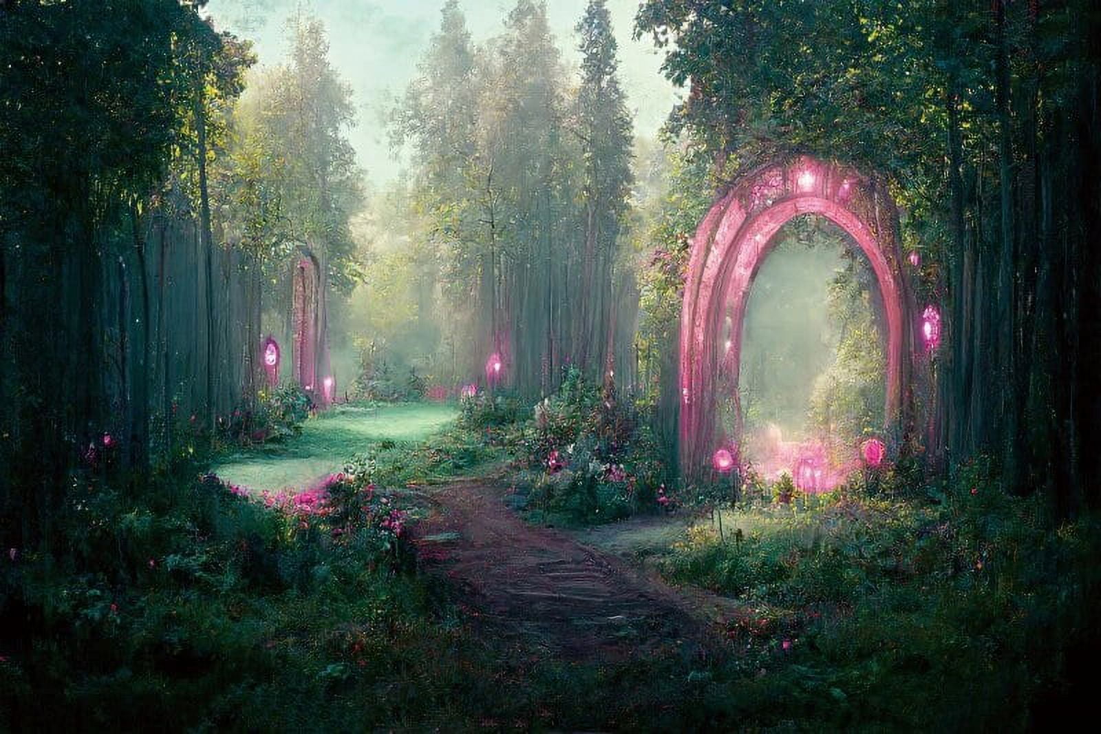 Laeacco Fairytale Scenery Magic Portal Colorful Flower Dreamy Garden ...