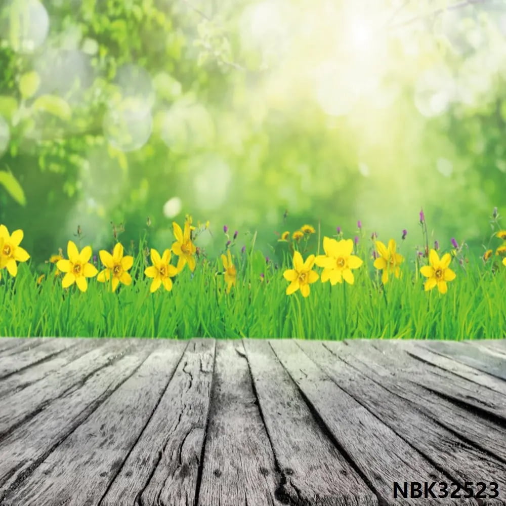 Laeacco Green Summer Tropical Palms Tree Leaves Wood Floor Baby Child