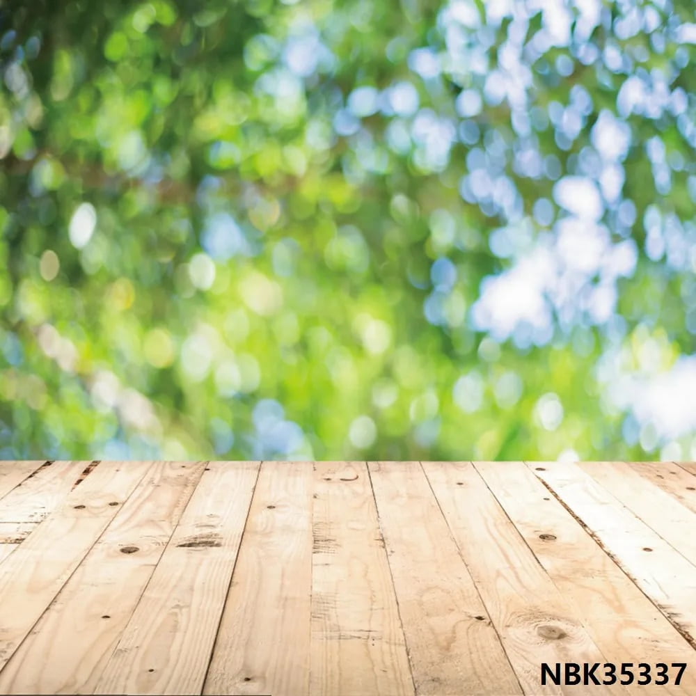 Laeacco Green Summer Tropical Palms Tree Leaves Wood Floor Baby Child