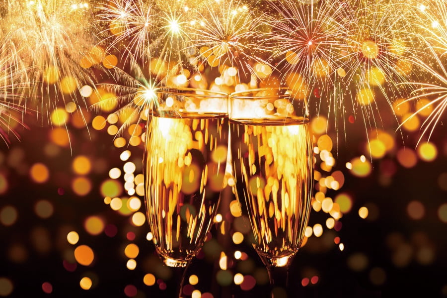 Fotohintergrund "Happy New Year" 3 X 2,4 M – Schwarz-gold Mit Glitzerpunkten & Ballons, Für Party & Photo Booth