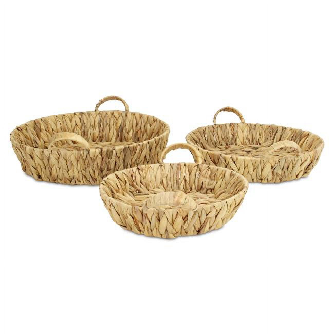 Laelia Water Hyacinth Woven Round Basket Tray Set