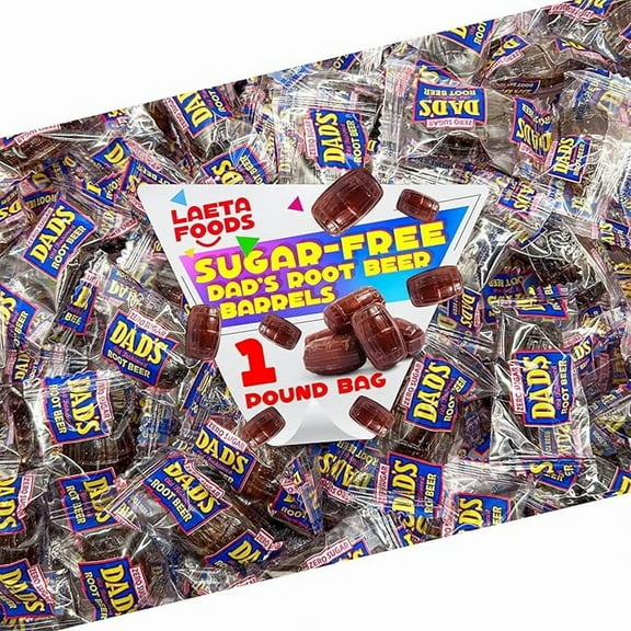 LaetaFood Dad's Root Beer Barrels Sugar Free Hard Candy (1 Pound Bag)