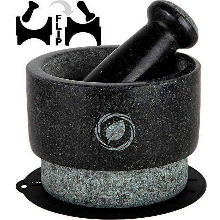 Large Black Marble Mortar and Pestle Set - Handmade Soapstone