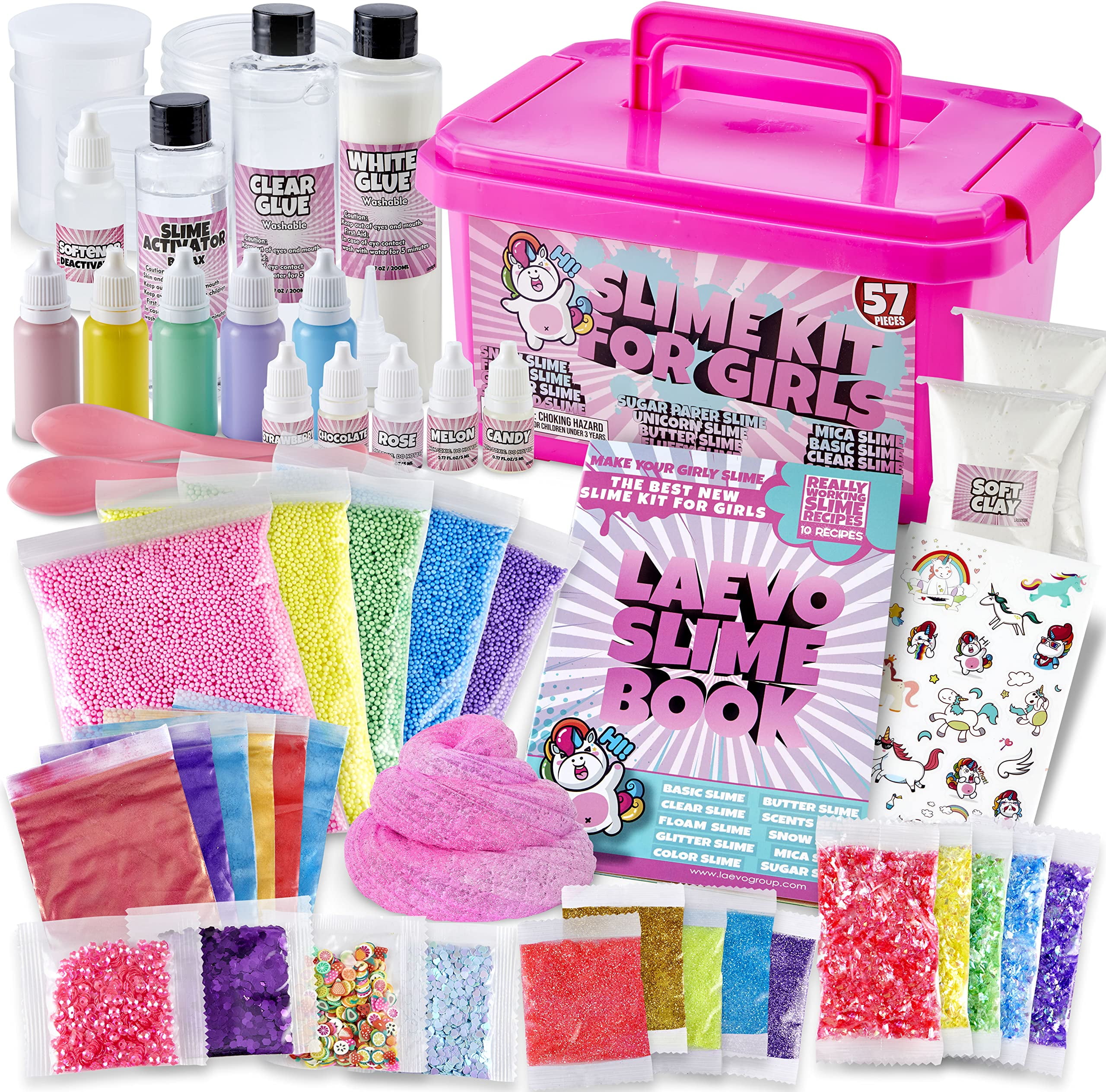 Laevo Unicorn Slime Kit for Girls - All-inclusive Slime Making Kit - DIY Slime Kit Slime Supplies - Great Easter Basket Stuffer for Girls | Kit Makes