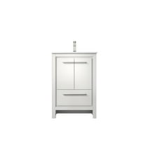 Lafarre 24 in W White Bath Vanity, White Quartz Top and Brushed Nickel Faucet Set