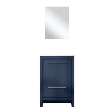 Lafarre 24 in W x 20 in D Navy Blue Bath Vanity, Cultured Marble Top and 18 in Mirror