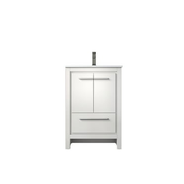 Lafarre 24 in W x 20 in D White Bath Vanity, Cultured Marble Top and Gun Metal Faucet Set