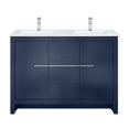 thumbnail image 1 of Lafarre 48 in W Navy Blue Double Bath Vanity, Cultured Marble Top and Chrome Faucet Set, 1 of 6