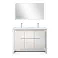 thumbnail image 1 of Lafarre 48 in W White Double Vanity, White Quartz Top, Gun Metal Faucet Set & 43" Mirror, 1 of 6