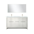thumbnail image 1 of Lafarre 60 in W White Double Vanity, White Quartz Top, Rose Gold Faucet Set & 55" Mirror, 1 of 3