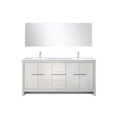 thumbnail image 1 of Lafarre 72 in W White Double Vanity, White Quartz Top, Rose Gold Faucet Set & 70" Mirror, 1 of 6