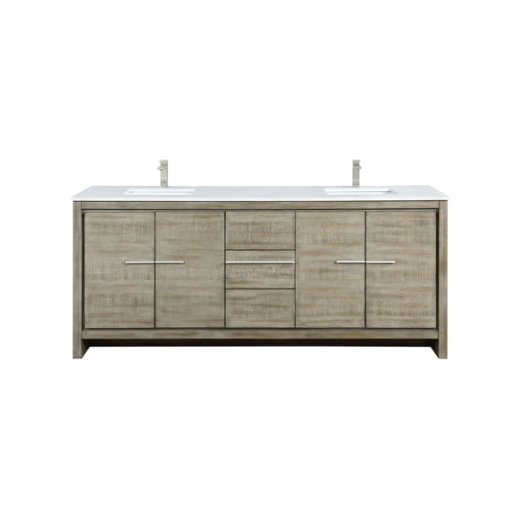 Lafarre 80 in W Rustic Acacia Double Vanity, Cultured Marble Top & Faucet Set