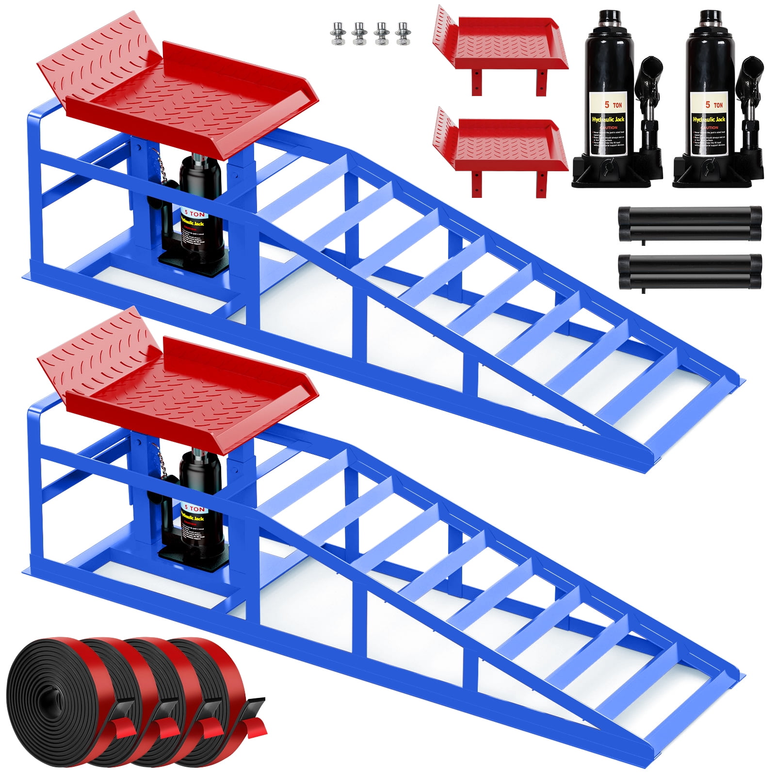 Lafati 2PCS 5T 10000lbs Hydraulic Car Ramps - Heavy-Duty Portable Vehicle Ramps for Oil Changes and Garage Repairs