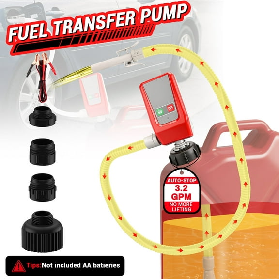 Lafati Portable Electric Liquid Transfer Pump with Auto-Stop, 3.2 GPM High-Flow Battery Powered Pump - 51" Hose for Gasoline, Diesel, Water