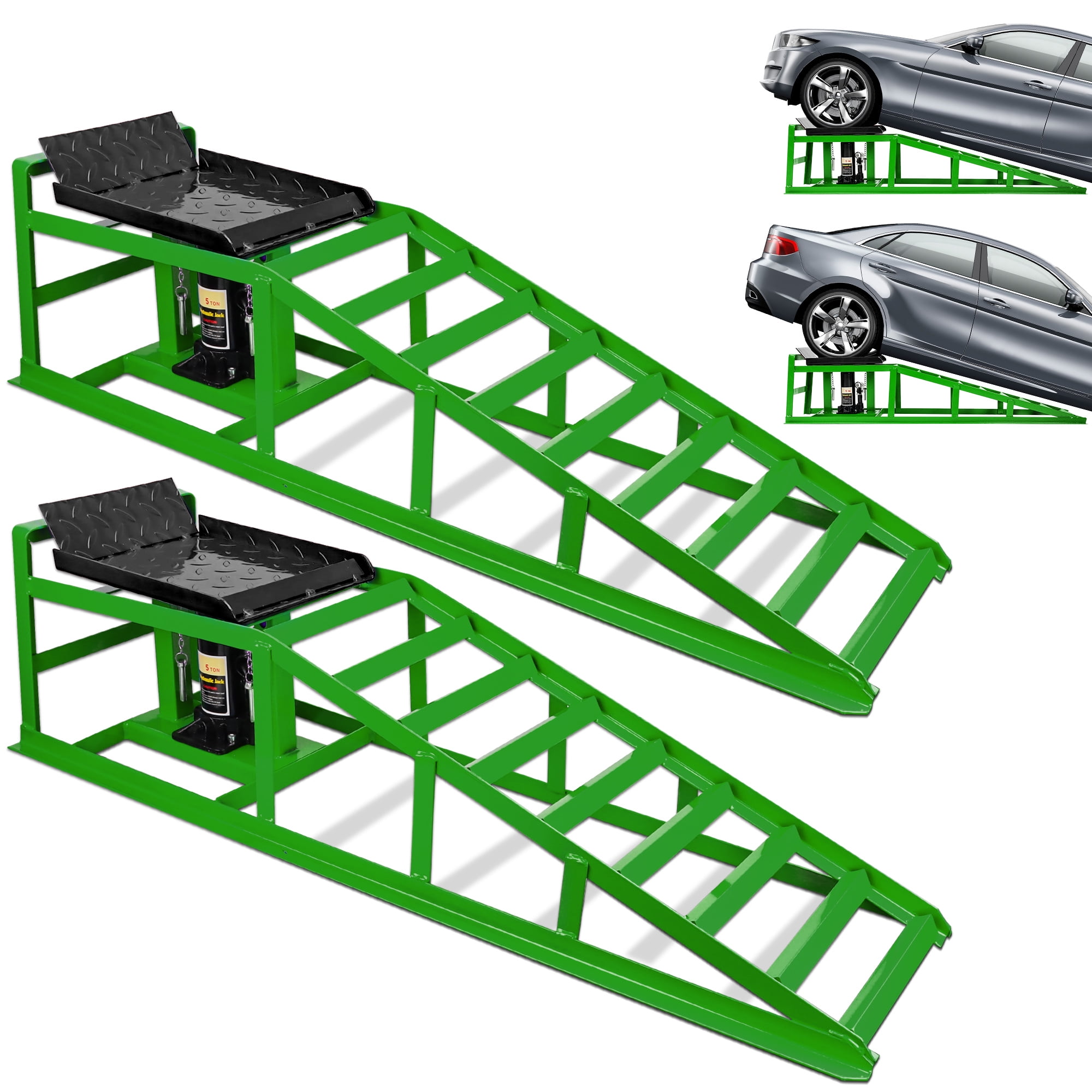 Lafati Vehicle Ramp Set of 2 Universal Drive-On 2-Stage Incline Ramps ...