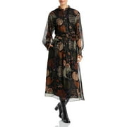 Lafayette 148 New York Womens Silk Metallic Midi Dress