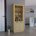 thumbnail image 1 of Lafayette Bar Cabinet with 4-Bottle Rack, Upper Glass Holder and Dual Door Design Macadamia, 1 of 7