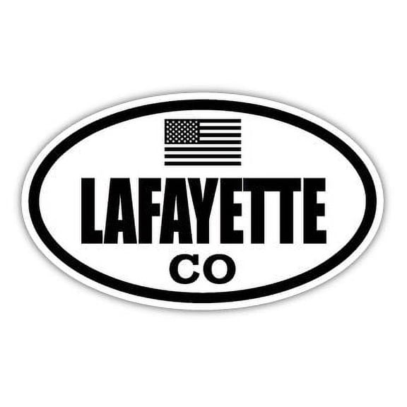 Lafayette CO Colorado Boulder County Stealthy Subdued Old Glory US Flag Oval Euro Decal Bumper Sticker 3M Vinyl 3" x 5"