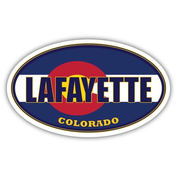 Lafayette City Colorado State Flag | CO Flag Boulder County Oval State Colors Bumper Sticker Car Decal 3x5 inches