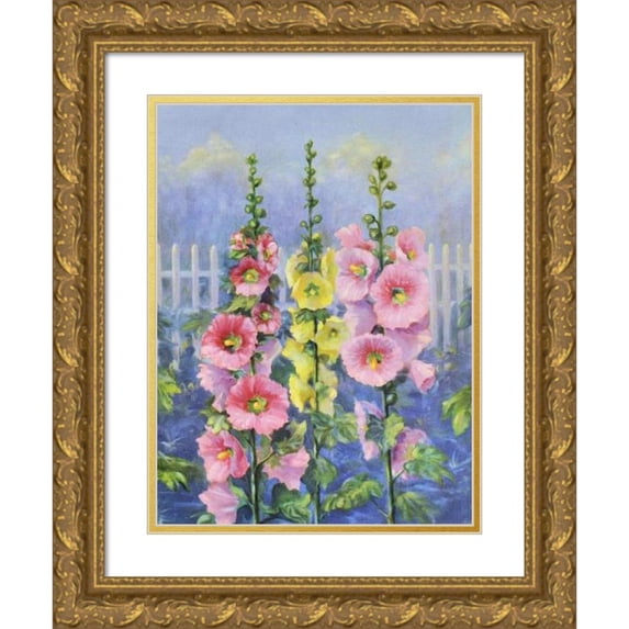 Lafayette F. Cargill 19x24 Gold Ornate Framed and Double Matted Museum Art Print Titled - Hollyhock (1937)