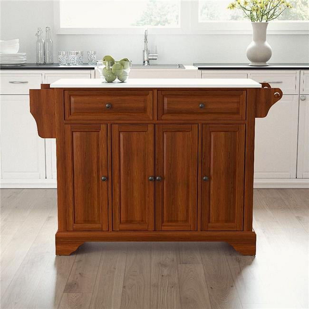 Lafayette Cherry Wood Granite Top Full-Size Kitchen Island