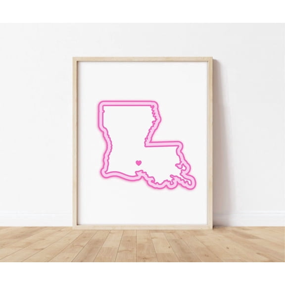 Lafayette Louisiana Heart Map Wall Art Print Unframed Paper Print