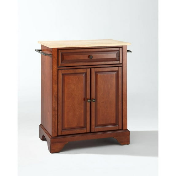 Lafayette Natural Wood Top Portable Kitchen Island In Classic Cherry Finish