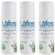 Lafe's Natural Body Care | Soothe - Lavender & Aloe - Roll-On Deodorant | 24-Hour Protection & All Natural; 3 Pack (3 oz each)