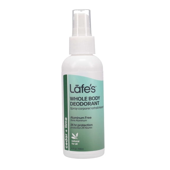 Lafes Natural Whole Body Deodorant Spray, Cedar & Lime Scent, 4 oz
