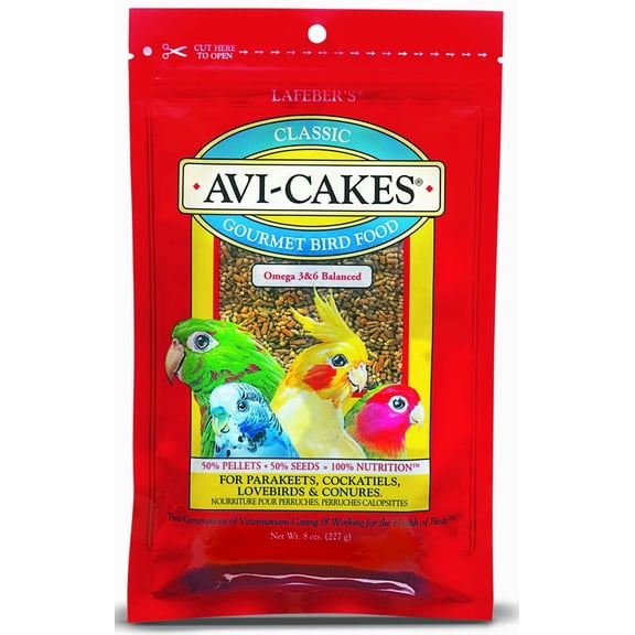 Lafeber Avi-Cakes Classic Gourment Bird Food 8 oz  Nutritious Foraging Fun