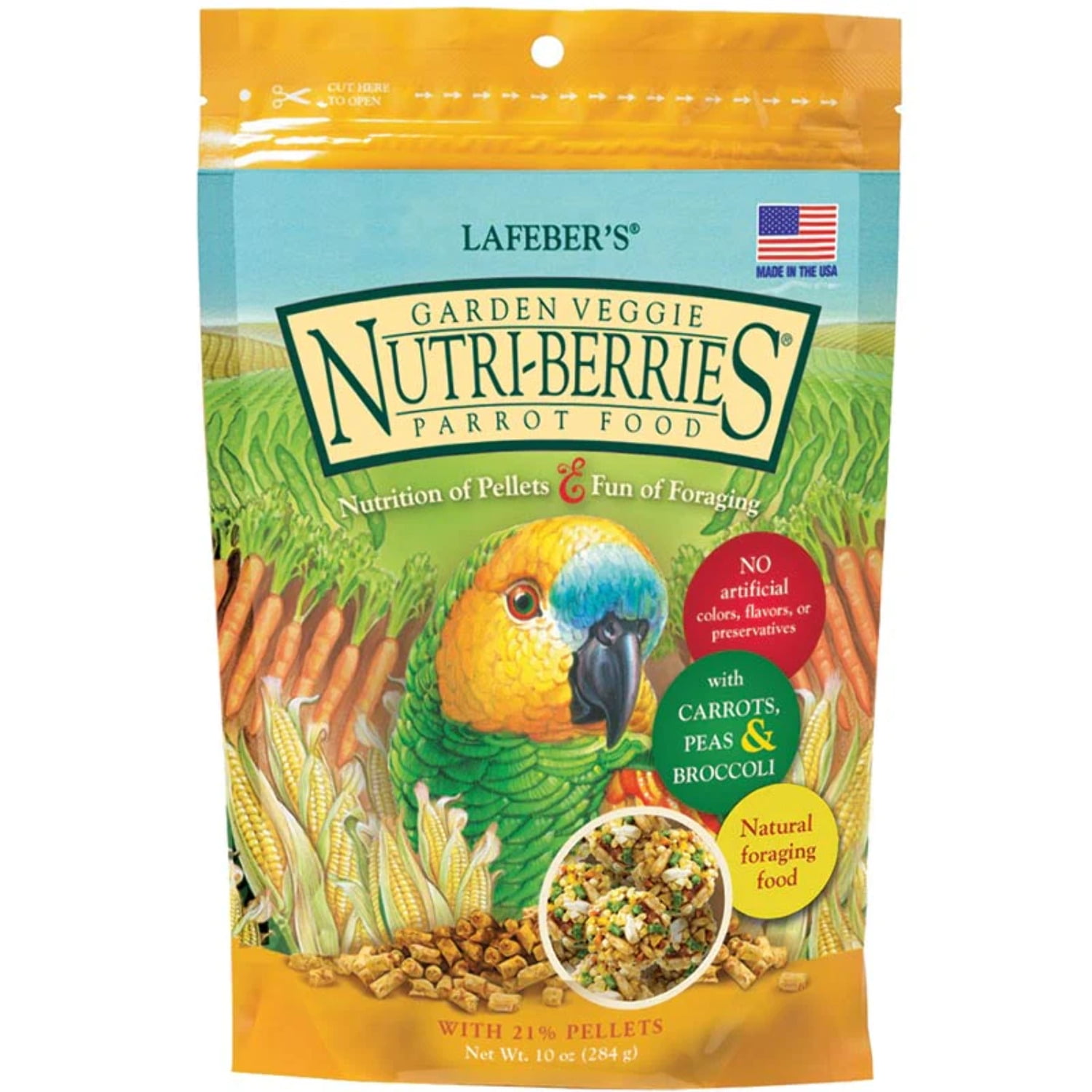 LAFEBER COMPANY Lafeber Nutri-Berries Garden Veggie Parrot Bird Food, 10 Oz