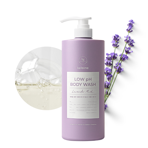 Laferme Low pH Hydrating & Soften Body Wash with Organic Ingredient, For Women & Men, Apple Mint 33.81 FL OZ
