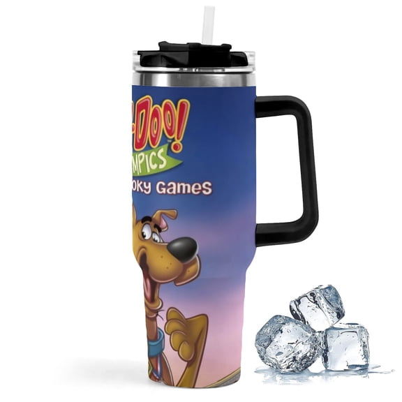 Laff-a-Lympics-theme Insulated Stainless Steel Tumbler with Handle Gifts For Family Friends Fans and Straw Fits in Standard Cup Holder 40 OZ