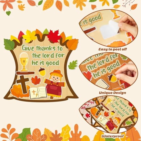 Laffact DIY Fall Scene Stickers Craft Kit, 12-Pack for Autumn Party Decorations