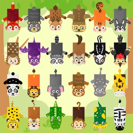 Laffact 24pcs Animal Puppet Making Craft Kit,DIY Your Own Wild Animals Hand Puppet