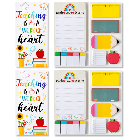 Laffact 2pcs Mini Self Adheseive Sticky Note ,Teaching Is a Work of Heart Memo Pad