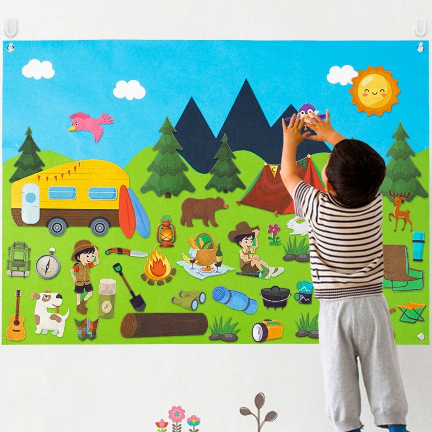 Laffact Felt Storyboard Set, Camping Theme Storytelling Craft, 46 Count