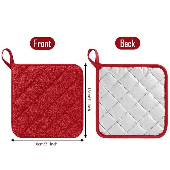Laffact Cotton Pot Holders Square Insulation Cushions,Red Color Oven Mitts,6pcs