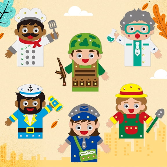 Laffact 6pcs Diy Making Soldier Hand Puppet Craft Kit for Storytelling Role Play Party ,Gift for Teacher Teens