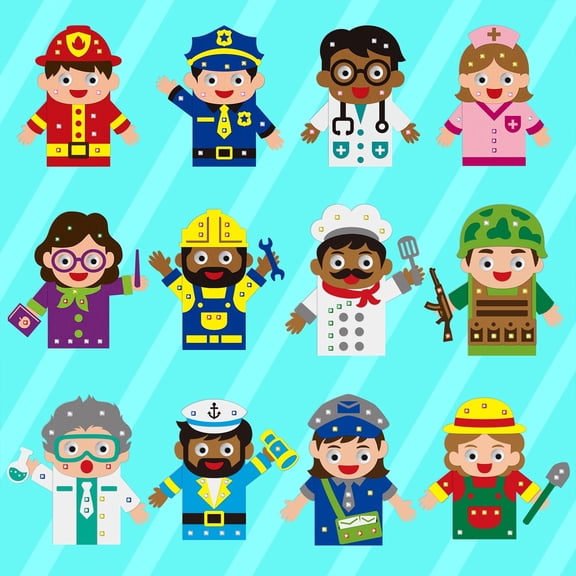 Laffact  Career Puppet Craft Kit, 12pcs DIY Felt Sock Puppet Making Set