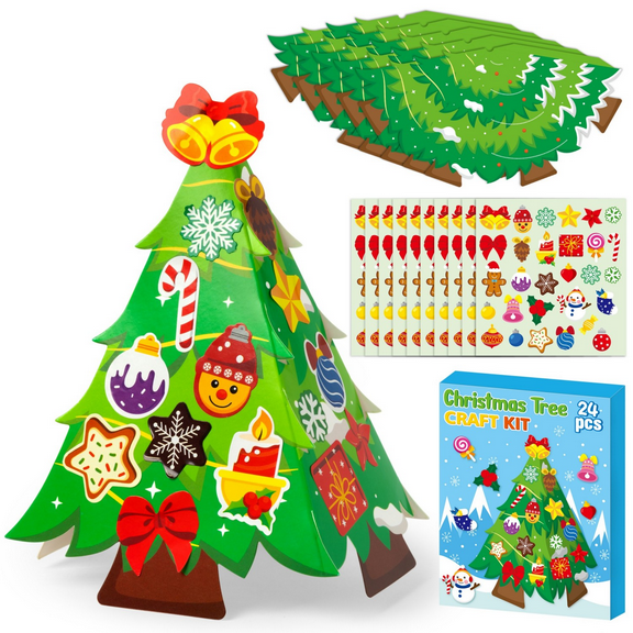 Laffact DIY Christmas Tree Craft For Christmas Party Decor,Making Your Own 3DChristmas Tree Handmade Ornaments