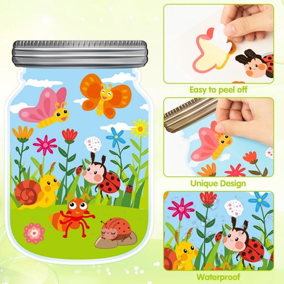Laffact DIY Insect Jar Scene Sticker Craft, Assemble Butterfly Bee Scene Decals,12 Sheets