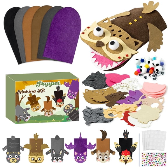 Laffact Owl Hand Puppet Craft Kit, Woodland Animal Theme, 6 Pieces