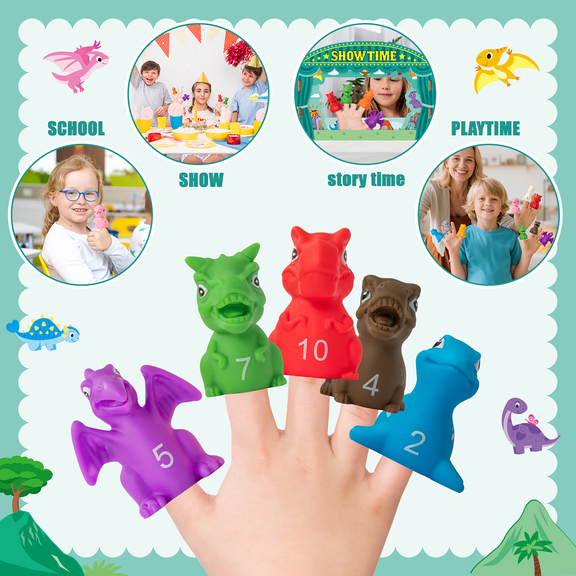 Laffact Dinosaur Finger Puppets Gift Box Set for Story TimeCute Finger Puppets for Party Favors