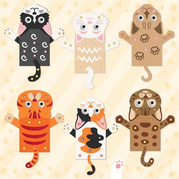 Laffact Diy Cat Hand Puppet Making Kit for Storytelling Props,6 Count