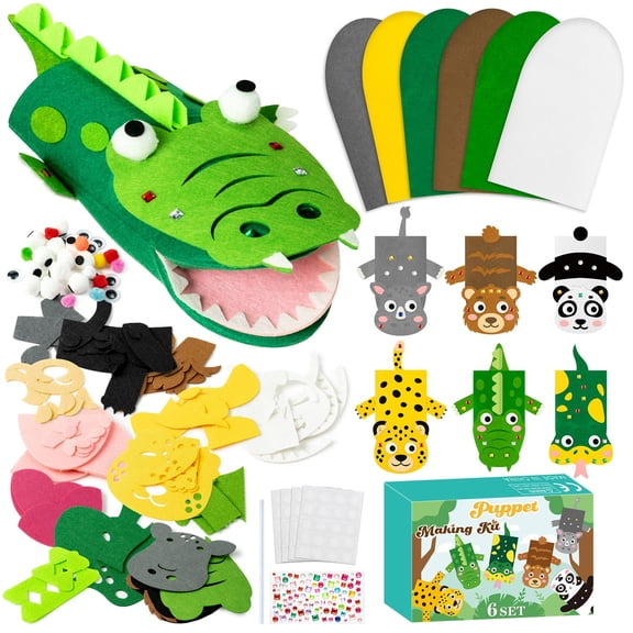 Laffact Diy Jungle Animals Hand Puppet Kit, Making Bear Panda Puppet Craft Gift,1 Set
