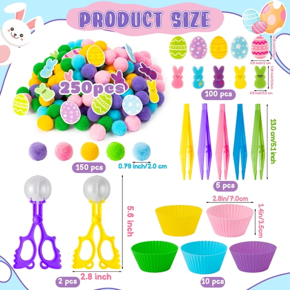 Laffact Easter Party Counting and Sorting Toy, Easter Bunny Egg Felt Toy,268pcs